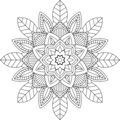 Fototapeta premium Easy Mandala coloring book simple and basic for beginners, seniors and children. Set of Mehndi flower pattern for Henna drawing and tattoo. Decoration in ethnic oriental, Indian style.