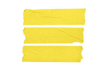 Set of yellow blank tape stickers isolated on white background - obrazy, fototapety, plakaty