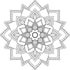 Easy Mandala coloring book simple and basic for beginners, seniors and children. Set of Mehndi flower pattern for Henna drawing and tattoo. Decoration in ethnic oriental, Indian style.