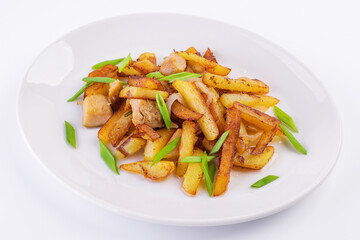 Fried potatoes with green onions