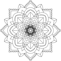 Easy Mandala coloring book simple and basic for beginners, seniors and children. Set of Mehndi flower pattern for Henna drawing and tattoo. Decoration in ethnic oriental, Indian style.