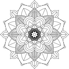 Easy Mandala coloring book simple and basic for beginners, seniors and children. Set of Mehndi flower pattern for Henna drawing and tattoo. Decoration in ethnic oriental, Indian style.