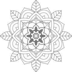 Easy Mandala coloring book simple and basic for beginners, seniors and children. Set of Mehndi flower pattern for Henna drawing and tattoo. Decoration in ethnic oriental, Indian style.