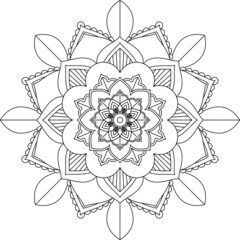 Easy Mandala coloring book simple and basic for beginners, seniors and children. Set of Mehndi flower pattern for Henna drawing and tattoo. Decoration in ethnic oriental, Indian style.