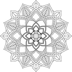 Easy Mandala coloring book simple and basic for beginners, seniors and children. Set of Mehndi flower pattern for Henna drawing and tattoo. Decoration in ethnic oriental, Indian style.