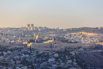 View of old city Jerusalem, capital of the state of Israel from southern side