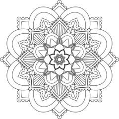 Easy Mandala coloring book simple and basic for beginners, seniors and children. Set of Mehndi flower pattern for Henna drawing and tattoo. Decoration in ethnic oriental, Indian style.