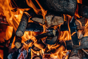 burning wood  for a background 