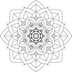 Easy Mandala coloring book simple and basic for beginners, seniors and children. Set of Mehndi flower pattern for Henna drawing and tattoo. Decoration in ethnic oriental, Indian style.