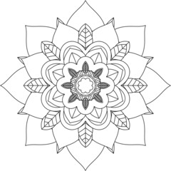 Easy Mandala coloring book simple and basic for beginners, seniors and children. Set of Mehndi flower pattern for Henna drawing and tattoo. Decoration in ethnic oriental, Indian style.