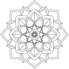 Fototapeta premium Easy Mandala coloring book simple and basic for beginners, seniors and children. Set of Mehndi flower pattern for Henna drawing and tattoo. Decoration in ethnic oriental, Indian style.