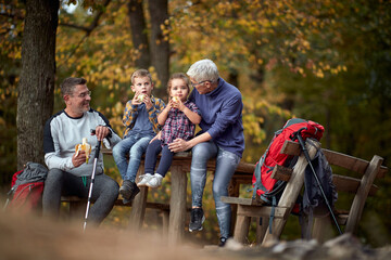 Grandparents together on a picnic with grandchildren