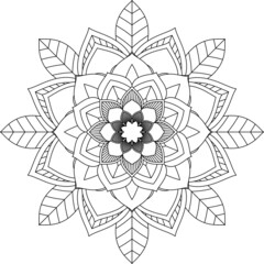 Easy Mandala coloring book simple and basic for beginners, seniors and children. Set of Mehndi flower pattern for Henna drawing and tattoo. Decoration in ethnic oriental, Indian style.