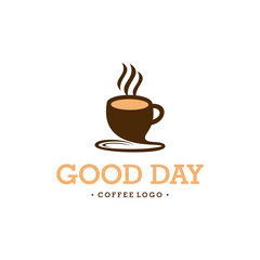 Coffee label , Coffee badge , Coffee logo design, Premium coffee shop logo. Café mug icon. Latte aroma symbol. Espresso hot drink cup sign. Arabica cappuccino emblem. Vector illustration.
