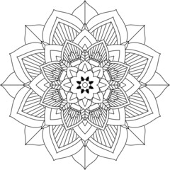 Easy Mandala coloring book simple and basic for beginners, seniors and children. Set of Mehndi flower pattern for Henna drawing and tattoo. Decoration in ethnic oriental, Indian style.