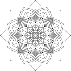 Easy Mandala coloring book simple and basic for beginners, seniors and children. Set of Mehndi flower pattern for Henna drawing and tattoo. Decoration in ethnic oriental, Indian style.