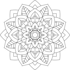 Easy Mandala coloring book simple and basic for beginners, seniors and children. Set of Mehndi flower pattern for Henna drawing and tattoo. Decoration in ethnic oriental, Indian style.