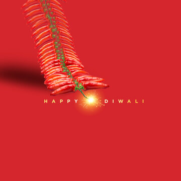 Happy Diwali. A creative, conceptual hot poster for Diwali Festival. Making Diwali spicy.