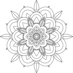 Easy Mandala coloring book simple and basic for beginners, seniors and children. Set of Mehndi flower pattern for Henna drawing and tattoo. Decoration in ethnic oriental, Indian style.