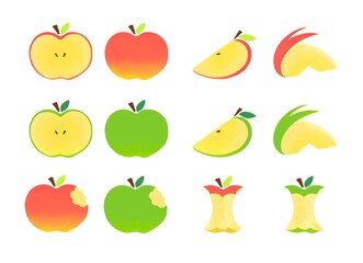 りんごの食べ方　イラスト素材