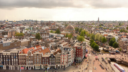 Obraz premium Panoramic rooftop view of Amsterdam from Central Station