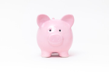 Piggy bank on white background