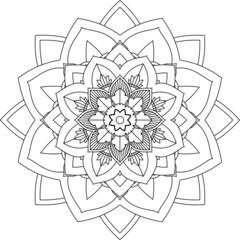 Easy Mandala coloring book simple and basic for beginners, seniors and children. Set of Mehndi flower pattern for Henna drawing and tattoo. Decoration in ethnic oriental, Indian style.
