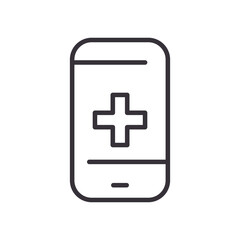 Medical smartphone with cross line style icon vector design