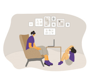 Mental disorder. Vector person with bad mood.