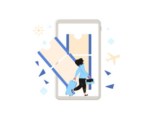 Bleisure concept. Work life balance. Vector person