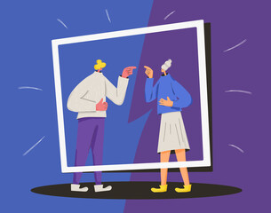 Pair of people conflict. Quarrel vector design.