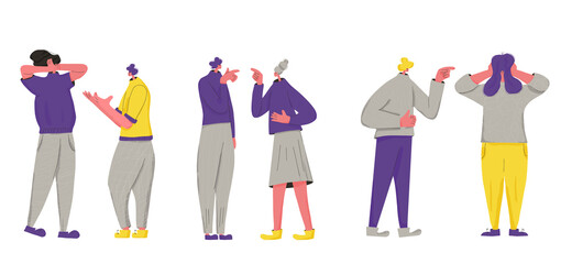 Pair of people conflict. Quarrel vector design.
