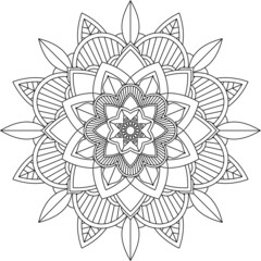 Easy Mandala coloring book simple and basic for beginners, seniors and children. Set of Mehndi flower pattern for Henna drawing and tattoo. Decoration in ethnic oriental, Indian style.