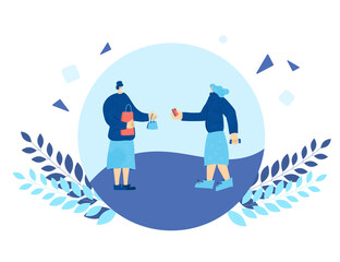 Online shop. Smm concept. Vector sale scene.
