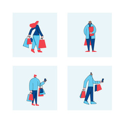 Online shop. Smm concept. Vector sale scene.