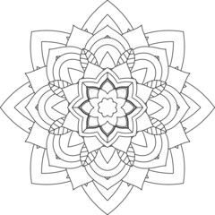 Naklejka premium Easy Mandala coloring book simple and basic for beginners, seniors and children. Set of Mehndi flower pattern for Henna drawing and tattoo. Decoration in ethnic oriental, Indian style.