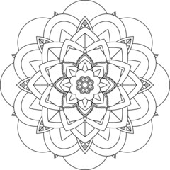 Easy Mandala coloring book simple and basic for beginners, seniors and children. Set of Mehndi flower pattern for Henna drawing and tattoo. Decoration in ethnic oriental, Indian style.