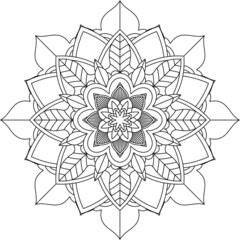 Easy Mandala coloring book simple and basic for beginners, seniors and children. Set of Mehndi flower pattern for Henna drawing and tattoo. Decoration in ethnic oriental, Indian style.