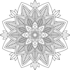 Easy Mandala coloring book simple and basic for beginners, seniors and children. Set of Mehndi flower pattern for Henna drawing and tattoo. Decoration in ethnic oriental, Indian style.
