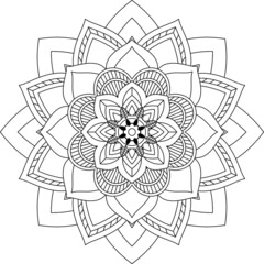 Easy Mandala coloring book simple and basic for beginners, seniors and children. Set of Mehndi flower pattern for Henna drawing and tattoo. Decoration in ethnic oriental, Indian style.