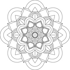 Easy Mandala coloring book simple and basic for beginners, seniors and children. Set of Mehndi flower pattern for Henna drawing and tattoo. Decoration in ethnic oriental, Indian style.