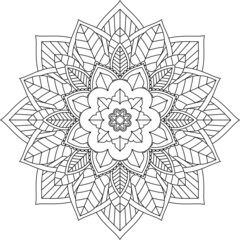 Easy Mandala coloring book simple and basic for beginners, seniors and children. Set of Mehndi flower pattern for Henna drawing and tattoo. Decoration in ethnic oriental, Indian style.