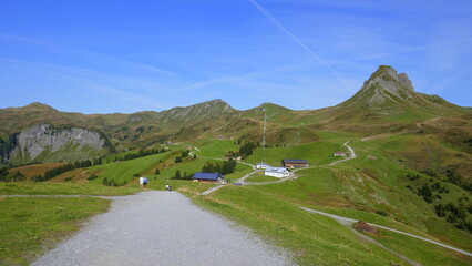 Bergpanorama Damüls mit Damülser Mittagspitze, Hohes Licht, Ragazer Blanken und Ugaalpe,...