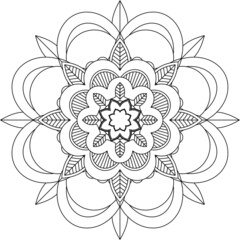 Easy Mandala coloring book simple and basic for beginners, seniors and children. Set of Mehndi flower pattern for Henna drawing and tattoo. Decoration in ethnic oriental, Indian style.