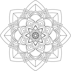Easy Mandala coloring book simple and basic for beginners, seniors and children. Set of Mehndi flower pattern for Henna drawing and tattoo. Decoration in ethnic oriental, Indian style.