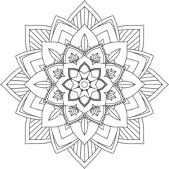 Easy Mandala coloring book simple and basic for beginners, seniors and children. Set of Mehndi flower pattern for Henna drawing and tattoo. Decoration in ethnic oriental, Indian style.