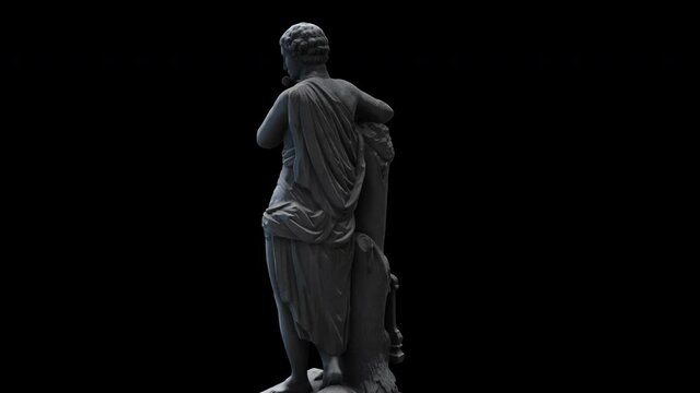 Mercury statue - rotation DX - 3D model animation on a black background