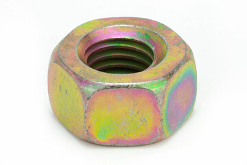 Thread for screw colorful isolated in white background, nut, bolt