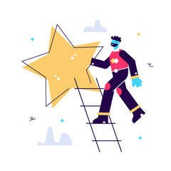 Cartoon vector illustration of reaching goal