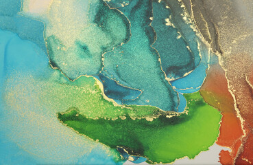 Art Abstract painting blots horizontal background. Alcohol ink colors. Marble texture.